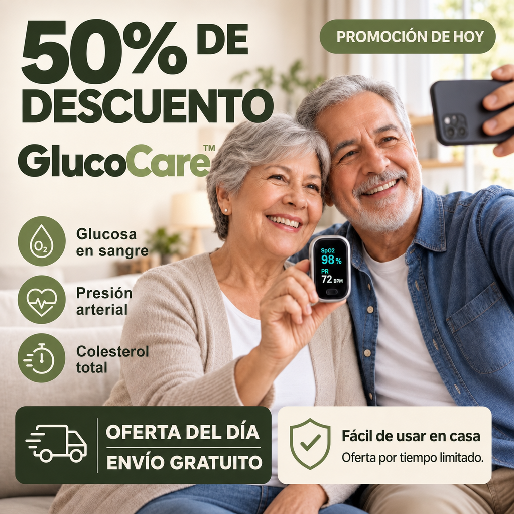 GlucoCare™ 4 en 1 – Mide Glucosa, Colesterol, Presión y Oxígeno Sin Dolor + ENVÍO GRATIS