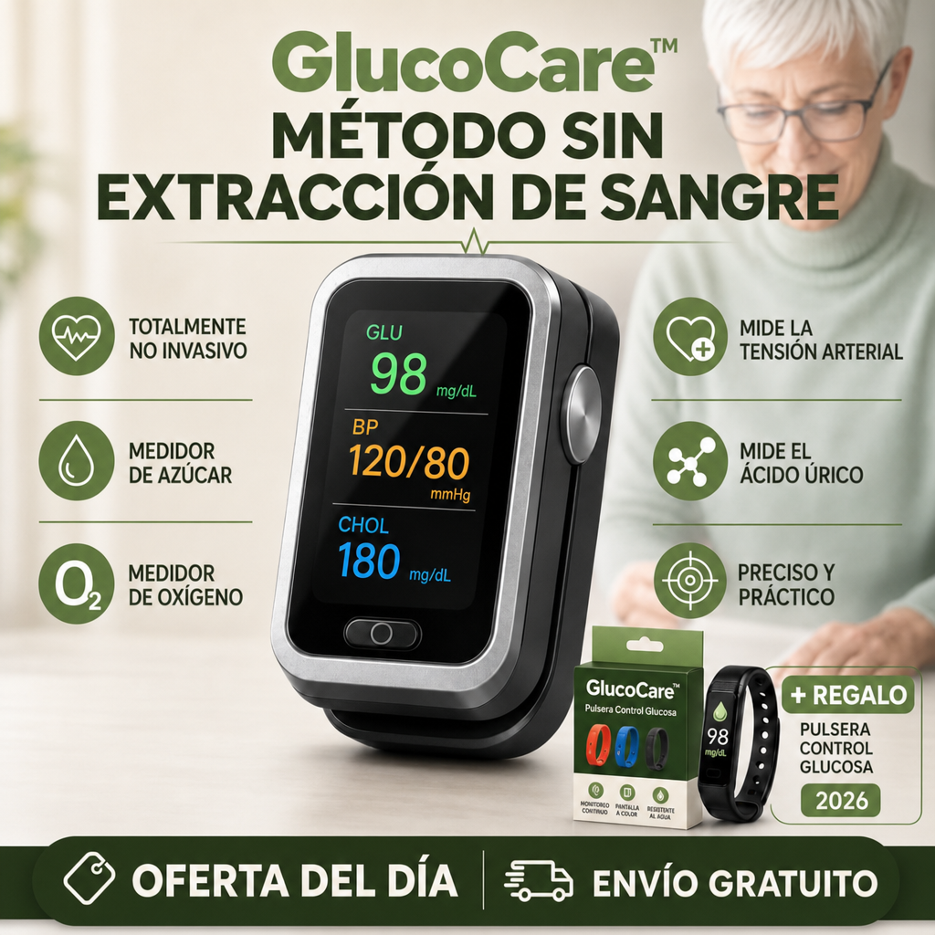 GlucoCare™ 4 en 1 – Mide Glucosa, Colesterol, Presión y Oxígeno Sin Dolor + ENVÍO GRATIS